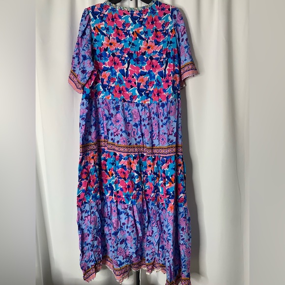 Umgee NWT Boutique Boho Hippy Floral Print Dress XL - 2X Periwinkle Lave… - Picture 4 of 12